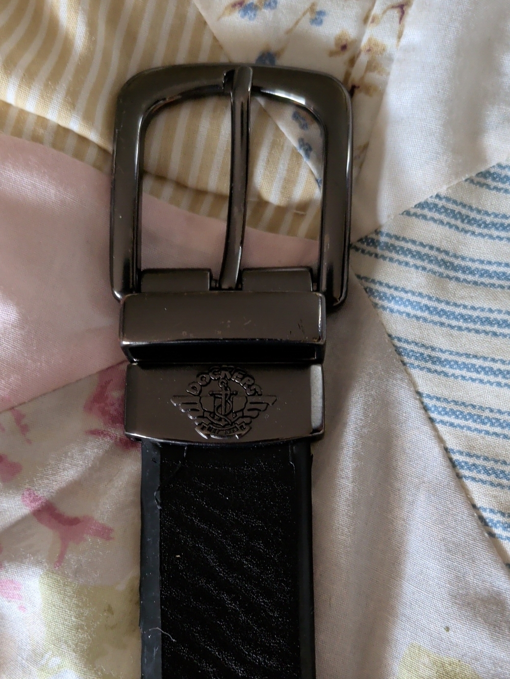 Dockers Black Men’s Leather Belt with Polished Gunmetal Buckle